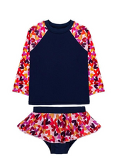 Girls Printed Long Sleeve Swim Set